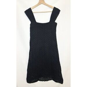 MOTH Anthropologie Black Crochet Sleeveless Dress LBD Summer Women's‎ SMALL